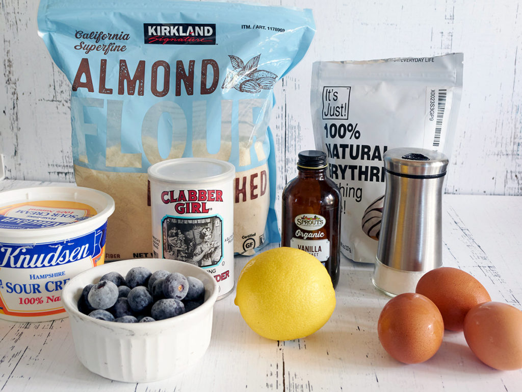 Ingredients for keto blueberry muffins